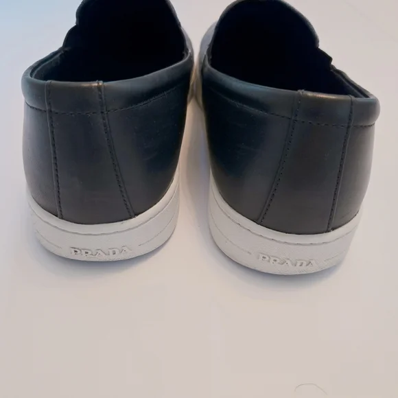 PRADA Mens Blue Suede Slip On No Lace Casual Leather Trim White Sole  Sneaker. - Picture 3 of 7